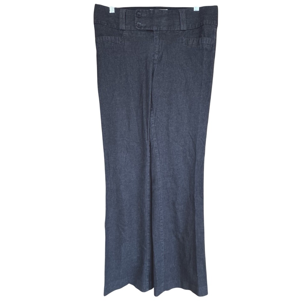 Banana Republic Wide Leg Pants Charcoal Grey Denim 8 Scandi Academia Capsule